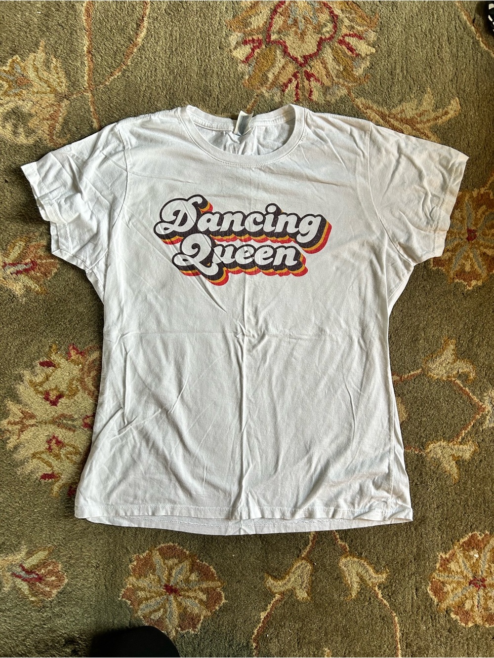 Dancing Queen White Graphic Tee - Women's Casual Top. Size L
